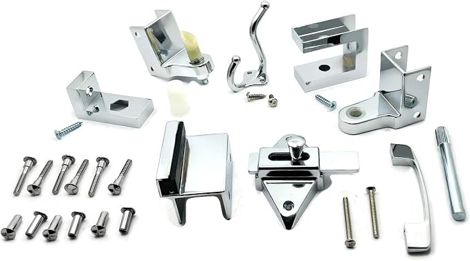 Harris Hardware TP2100 Toilet Partition Die Cast Zamac Complete Outswing Door Hardware Set, 1 in. Door 1-1/4 in. Pilaster
