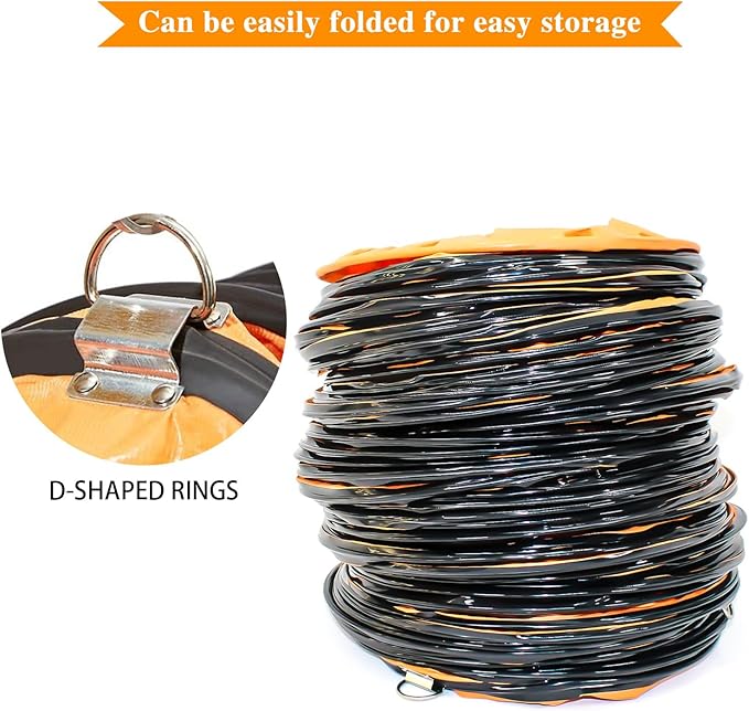 8"×16.4FT PVC Flexible Duct Hose, Flame Retardant HVAC Ducting with Adjustable Rope, D Hook & Steel Support for Ventilation, Exhaust, Drying, and Cooling Applications