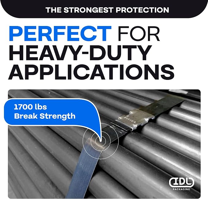 IDL Packaging 3/4" x .020" x 200' Steel Strapping Coil (1700 Lbs Break Strength) in Self-Dispensed Сardboard Box - Portable Strong Banding with Superior Cut-Resistance - Heavy Pallet Strapping