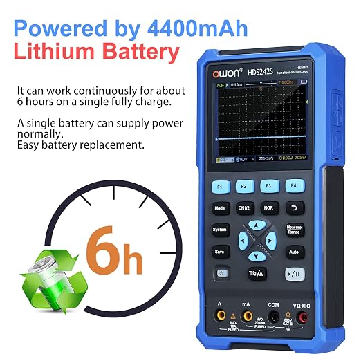 OWON HDS242S 3 in1 Handheld Digital Oscilloscope Waveform Generator Multimeter 2CH USB Type C 40MHz 3.5 LCD Test Meter