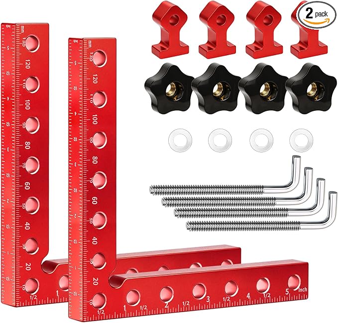 Corner Clamps for Woodworking, 2PCS 90 Degree Right Angle Clamps, 2PCS 5.5" Aluminum Alloy Positioning Squares Woodworking Tools for Cabinets, Frames, Drawers