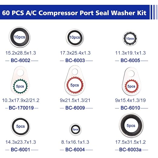 60 PCS 9 Sizes Gasket Air Conditioning System Seal Kit, 612 PCS 36 Sizes A/C O Ring Seals Rubber O-Rings