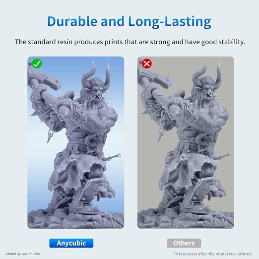 ANYCUBIC 3D Printer Resin, 405nm SLA UV-Curing Resin with High Precision and Quick Curing & Excellent Fluidity for LCD 3D Printing (Grey, 500g)