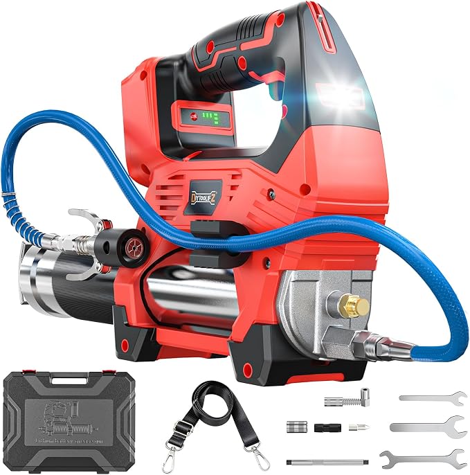 DIYtoolifz Cordless Grease Gun Compatible with Milwaukee 18V Battery, 12000PSI High Pressure, 3-Speed&Brushless Motor, 9oz/min Flow, 2-in-1 for Cartridge/Bulk Grease, 39.4”Hose&4 Couplers(Tool Only)
