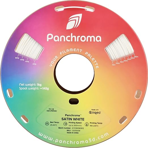 Polymaker Panchroma Satin PLA Filament 1.75mm for 3D Printing, 1kg, White | Neatly Wound, Semi-Matte PLA, Easy Print & Smooth Feeding, Compatible with Bambu Lab & Most 3D Printers