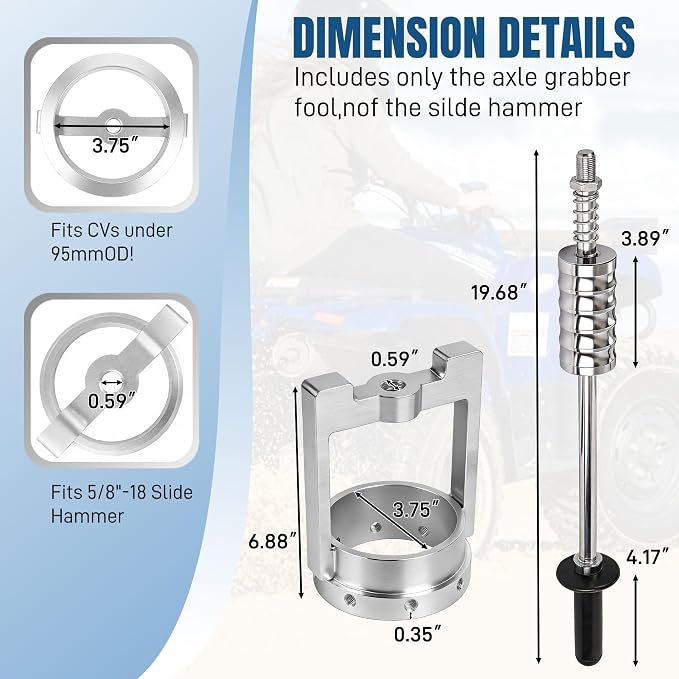 3.75'' CV Axle Removal Tool fit Reinforced Sliding Hammer Axle Shaft Puller Tool with 8 Bolts, for Cars, Trucks, ATV,UTV