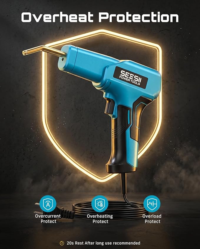 SEESII 150W Plastic Welder Welding Kit, 2 in 1 Hot Stapler Plastic Repair Kit with 60W Soldering Iron, Staples, 20PCS Plastic Rods & Pliers for Car Bumper Crack, Kayak, Dashboard, Plastic Toys Repair