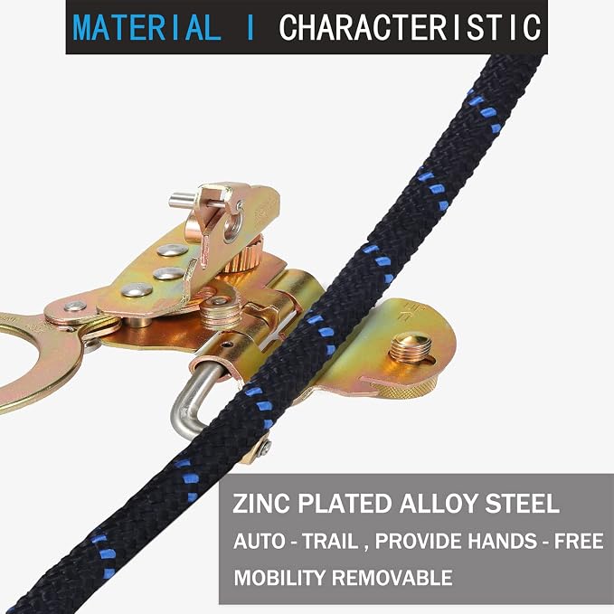 Fall Protection Rope Grab,Fall Arrester, Used with 5/8” Lifeline Rope, for Construction, Climbing, Comply to ANSI/OSHA