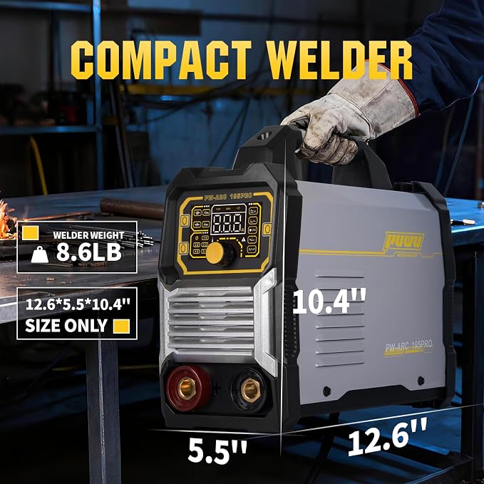195Amp Stick Welder，ARC/Pulse Stick/Lift TIG/Pulse TIG 4-in-1 Multiprocess Welder，110/220V Dual Voltage，Synergic Control IGBT Inverter with Portable Welding Machine(SILVER)