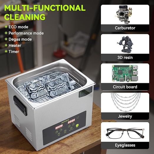 Commercial Ultrasonic Cleaner, ECO Mode, Heating, Degas Mode, ECO Energy-Saving Ultrasonic Cleaning Machine Excellent for Labs,Carburetor,Jewelry,Dentures,Automotive & Industrial Parts. (15L)