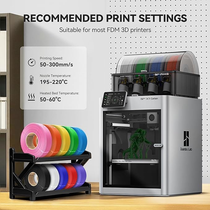 SUNLU PLA+2.0 3D Printer Filament Refill 1.75mm, 4KG, 1KG/Roll, Black*4 | High Toughness PLA+ Filament Bundle, No Spool Refill for Reusable Spools, Compatible with Bambu Lab 3D Printers, Black*4