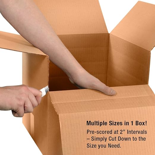 Box USA Moving Boxes, 20"L x 14"W x 14"H 15-Pack - Multi-Depth Standard Corrugated Cardboard Box for Packing, Shipping and Storage