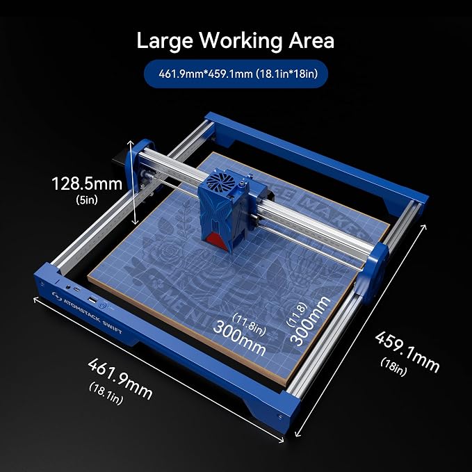ATOMSTACK Swift 7W Laser Engraver, Swift 7W Laser Cutter, 0.06mm High Accuracy Laser Engraving Machine for Wood and Metal, Dark Acrylic, Glass, Leather Blue