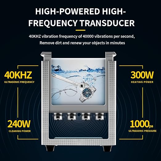 Ultrasonic Cleaner 10L Dual-Frequency Professional Digital Stainless Steel Cleaning Machine with Heater Timer for Denture, Coins, Small Metal Parts, Circuit Board, Lab Tools, etc