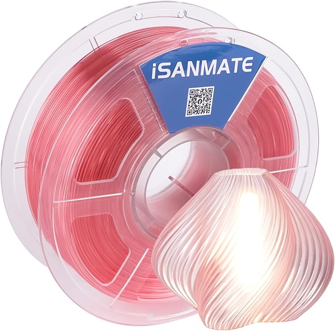 iSANMATE Rapid PETG Translucent Pink 3D Printer Filament 1.75mm,50-400mm/s High Speed Clear PETG Filament,Dimensional Accuracy ±0.02mm Specifically Designed for Lamps for Bambu Lab 3D Printers