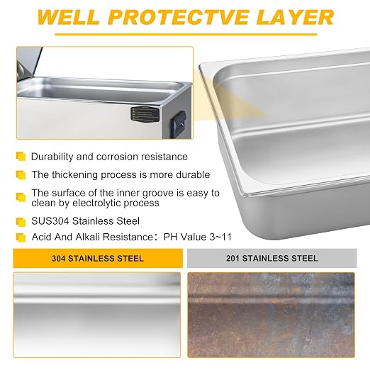 30L Ultrasonic Cleaner Professional Power-Adjustable Knob Jewelry Cleaning Machine with Heater Timer for Carburetor, Jewelry, Glasses, Dentures, Circuit Boards, Automotive Parts