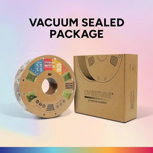 OVERTURE Matte PLA 1.75mm, Low Warp & Smooth Finish 3D Printer Filament | Frosted Matt Finish Hides Layer Lines, 1kg Spool (2.2lbs) Cardboard Spool, Fit Most FDM Printer (Matte Grass Green)