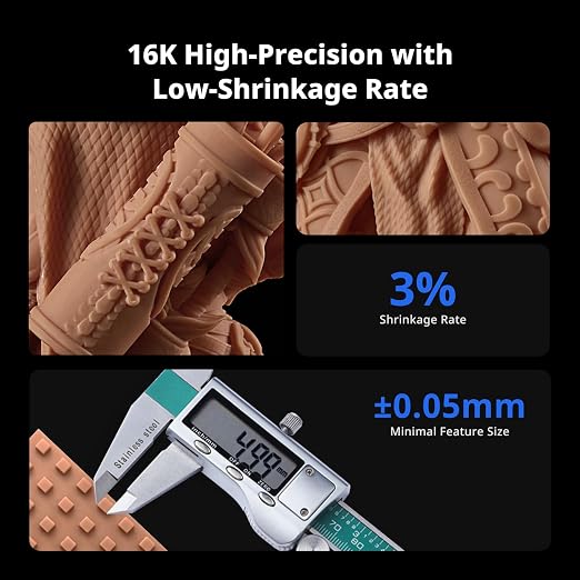 ANYCUBIC 16K 3D Printer Resin, Superior Precision & Low Shrinkage 3D Resin with Matte Finish, High Hardness, Low Odor, 405nm UV Resin for LCD DLP 3D Printers (Sky Gray, 2kg)