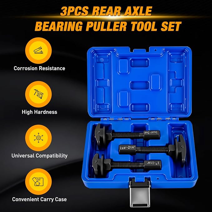 GOOACC 3PCS Rear Axle Bearing Puller Set, Axle Bearing Puller Removal Tool Kit with 3 Sizes 1" to 1-7/8", 1-5/16" to 2-3/8" & 1-3/8" to 2-7/8" Axle Wheel Bearing Removal Tools for Axles Bearings, Blue
