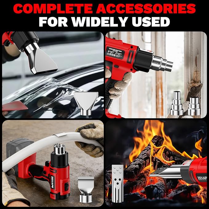Cordless Heat Gun Compatible with Milwaukee 18V Battery, 350W Fast Heating Soldering Gun with LED Light, 122℉-1022℉ Variable Temperature with 5 Nozzles for DIY Craft, Shrink Tubing (Tool Only)