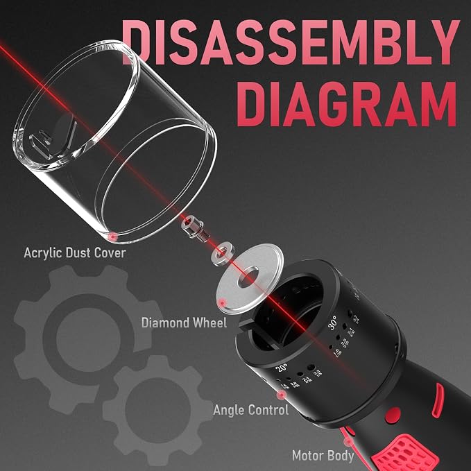YESWELDER Tungsten Electrode Sharpener Grinder For TIG welding, Handheld Electric with LED Display, Cordless TIG Welding Rotary Tool With Flat Grinding Block Cut-Off Slot, 4 Sizes 6 Angles