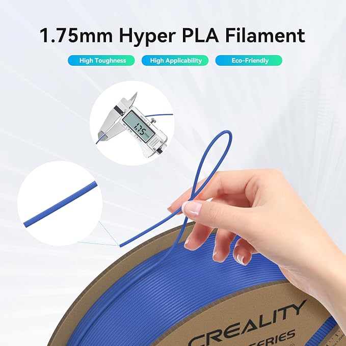 Creality Hyper PLA Filament 1.75mm, 30-600mm/s High Speed 3D Printer Filament, Dimensional Accuracy +/-0.02mm, Fit Most FDM 3D Printers, 4 Pack 1kg Spool(2.2lbs), Black & White & Grey & Blue