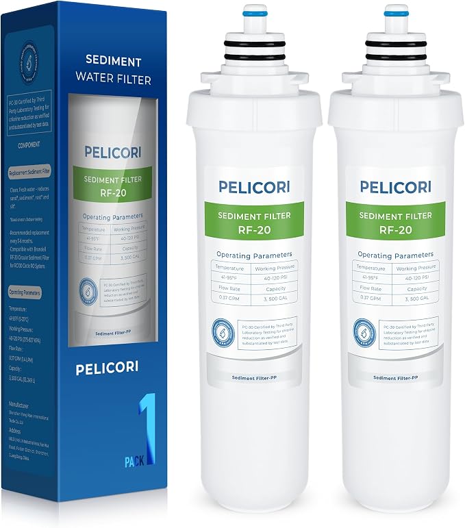 RF-20 Sediment Replacement Filter | Compatible with Brondell Circle RC100 Under-Sink Reverse Osmosis Filtration Systems (2 Pack, Green)