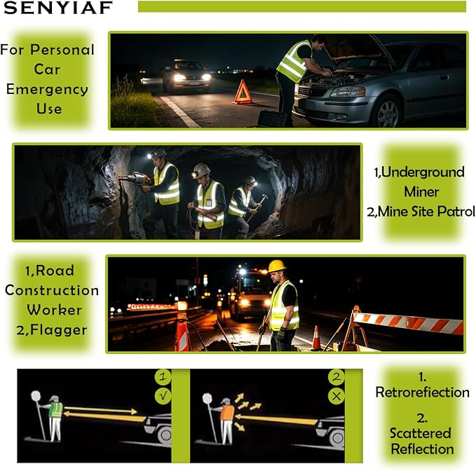 12 Pack Hi Vis Reflective Safety Vest Multi Pockets & Zipper Class2 | Construction Work Vest for Men and Women,Warehouse Crews,Road Workers,Volunteers,Security,Baggage Handling,Survey,Airport