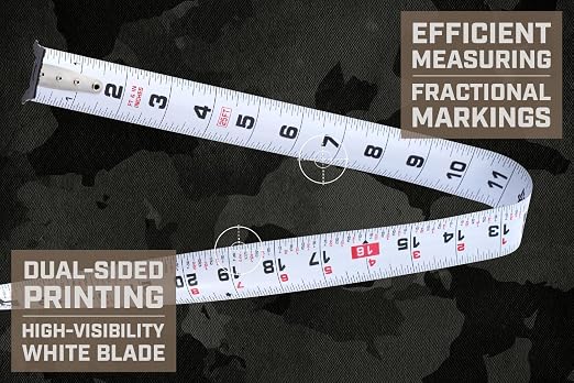 Spec Ops Tools 25-Foot Elite Series Tape Measure, 1 1/4" Double-Sided Blade, Includes Fractional Markings, 12 Feet of Stand Out, Military-Grade Composite Case, 3% Donated to Veterans