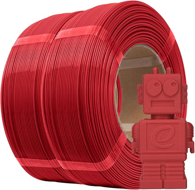 eSUN PLA Basic Refilament 1.75mm, 3D Printer Refill High Speed PLA for Fast Printing, 1KG per Roll, 2 Rolls Spoolless 3D Printing Filament for High Speed 3D Printers, Fire Engine Red