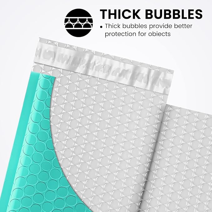 Fuxury Bubble Mailers 4x8 Inch Teal 200 Pack Padded Envelopes Usable Size 4x7" Thick Mailing Envelopes Bubble Opaque Padded Mailers Shipping Bags for Mailing Jewelry Makeup Small Business#000