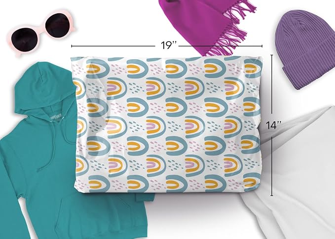 14x19 Poly Mailers – Boho Rainbow Design – Waterproof, Tear-Resistant Shipping Bags with Adhesive Seal – 100 Pack – Package Mint
