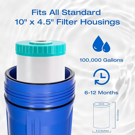 H&G Lifestyles 10" x 4.5 Water Descaler, Anti Scale Phosphate Filter | Saltless Water Softener,Replacement Cartridge, Compatible with 84637, WPX5BB97P, PC10, 355214-45, 355215-45, WP10BB97P
