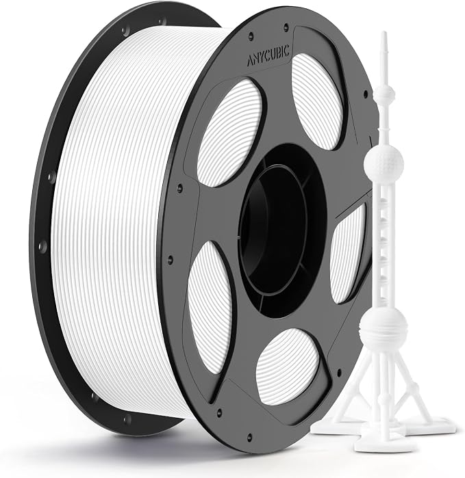 ANYCUBIC PLA Plus (PLA+), 3D Printer Filament 1.75mm, High Toughness 3D Printing Filament, Dimensional Accuracy +/- 0.02mm, Print with Most FDM 3D Printers, 1KG Reusable Spool, White