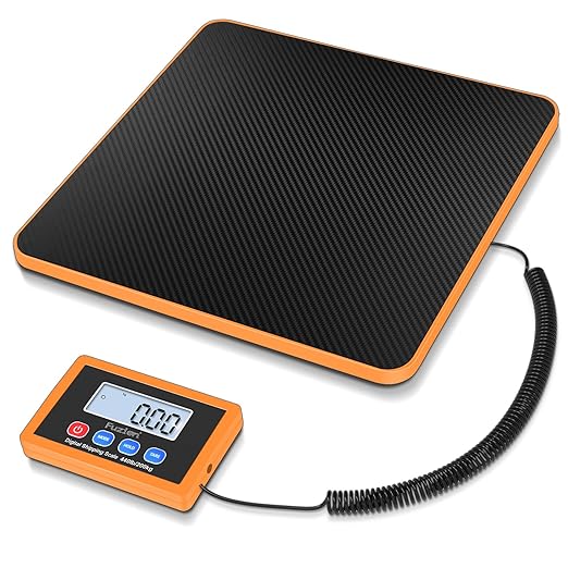 Fuzion Shipping Scale, 440LB x 10g Accurate Digital Postal Scale, Hold/Tare | Carbon Fiber Platform, Digital Shipping Scale for Packages, Luggage, Mailing, Small Pet, Battery & AC Adapter Included