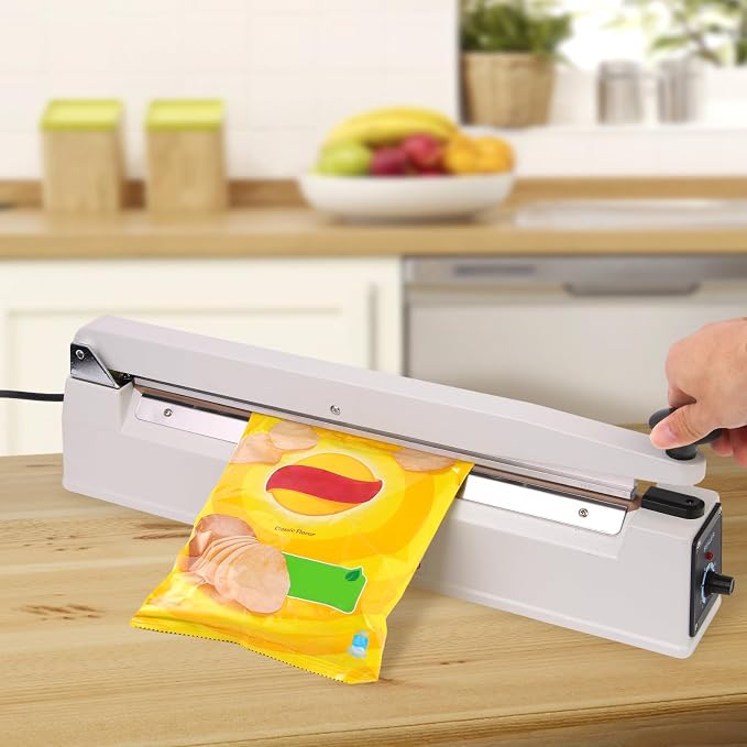 16 Inch Commercial Impulse Bag Heat Sealer Machine | Heavy duty manual bag sealer with 3mm wide seal strip & aluminum body. Fast and durable for mylar, plastic & shrink bags.