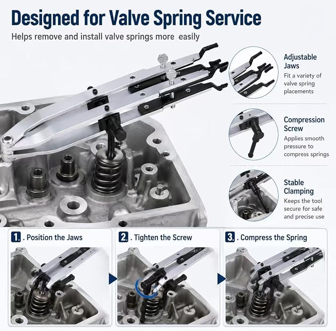 19063 Valve Spring Compressor Tool Compatible with Briggs & Stratton Small Engines, Replacement for Stens 750-174, Stainless Steel Valve Spring Installer Remover Tool