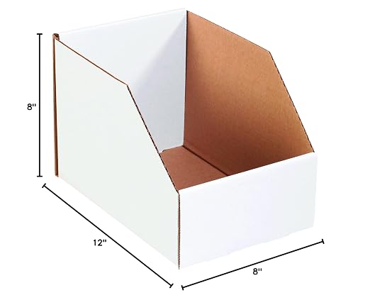 Box USA BBINJ8128 Jumbo Open Top Bin Boxes, 8" x 12" x 8", Oyster White (Pack of 25)