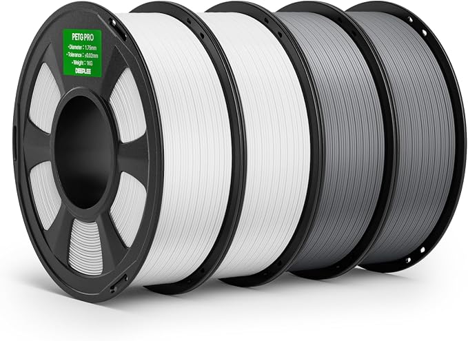 PETG PRO Filament 1.75mm White and Grey 4KG, 1.75mm PETG 3D Printer Filaments Enhanced Toughness and Weather Resistance, Fit for Most FDM 3D Printers