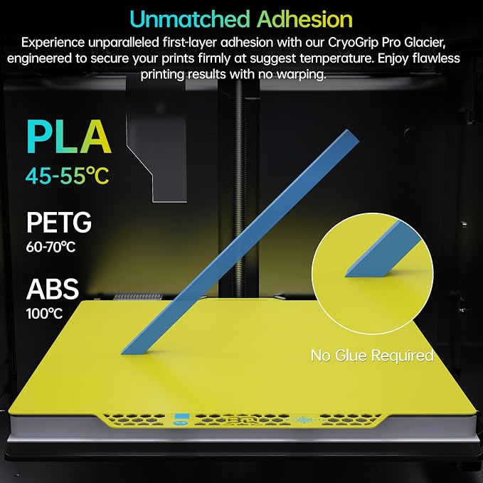 BIQU CryoGrip Pro Glacier Yellow Compatible with Bambu-Lab P1S/P1P/P2S/X2D/X1C/X1E/A1 3D Printers 257x257MM Panda Build Plate Double Sided Upgrade Removable Surface Platform