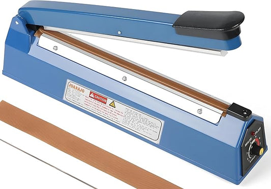 Impulse Sealer 16 inch Manual Heat Sealer Machine with Adjustable Heating Mode, ABS Shrink Wrap Bag Sealers for Plastic PE PP Bags, Portable Poly Bag Sealing Machine with Extra Replace Kit (blue)
