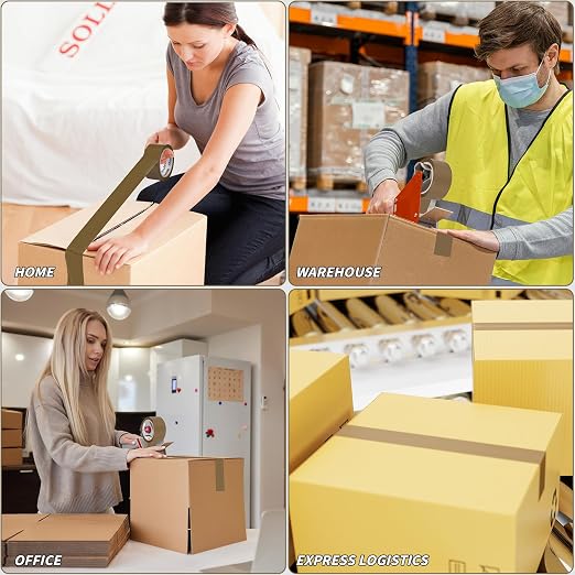 Oleitodh 36 Rolls Brown Packing Tape with Dispenser, 1.88" x 60 yd Heavy Duty Shipping Tape Bulk, 2.6 Mil Tan Carton Sealing Tape Refills for Moving Boxes, Mailing, Warehouse Packaging