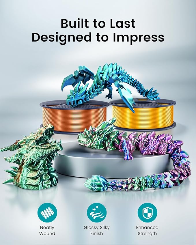 SUNLU Silk PLA+ Filament 1.75mm, Chrome Like Gloss Finish, Smooth Silk Texture, Upgraded Formula for Stable Printing, 1kg(2.2lbs) PLA Plus 3D Printer Filament, Red