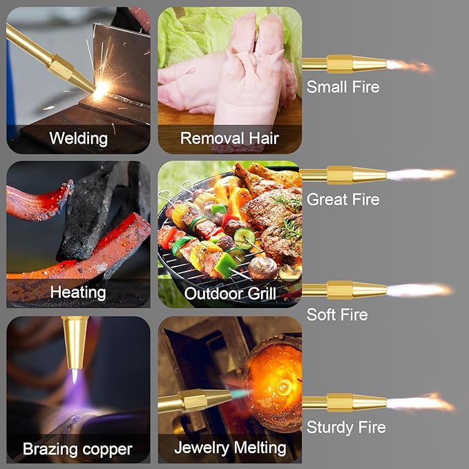 Brazing Torch Kit for MAPP Gas & Propane, Brass & Stainless Steel Cutting Torch Kit with Metal Case, Welding Torch Set for Soldering, Jewelry, HVAC, Glass Blowing