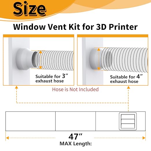 LBG Products Window Vent Kit with Louvered Vent Cover for 3"&4" Vent Hose, Adjustable Window Seal Kit with Switchable Hood for Laser Engraver 3D Printer Enclosure Dryer with 3"/4" Exhaust Ventilation