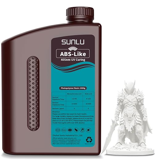 SUNLU Upgraded 2KG ABS Like Resin with Enhanced Strength and Toughness, High Compatibility 3D Printer Resin, 2000G White