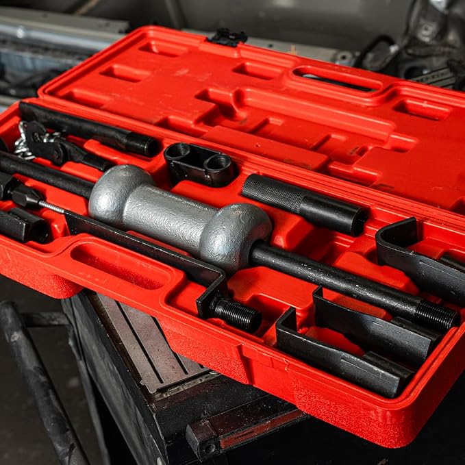 XtremepowerUS 13-Pieces Automotive Dent Puller Body 10lbs Sliding Hammer Repair Frame Kit with Carrying Case