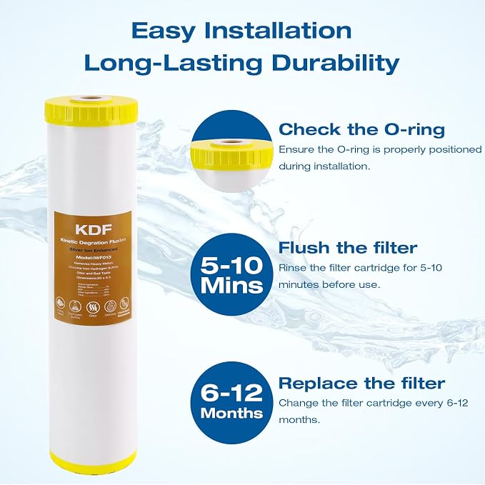 H&G Lifestyles KDF Water Filter Cartridge,Replacement for 20 x 4.5 Filter | Whole House Water Filter System, Remove Chlorine Heavy Metal,Improve Water Taste,Compatible with 20 Inches Filter Housing