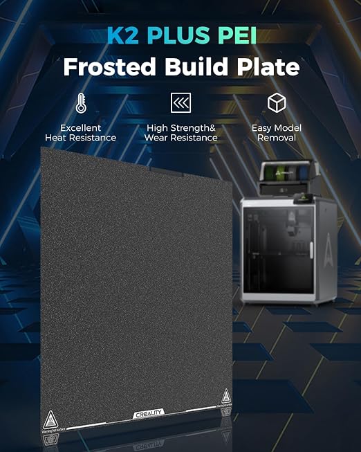 Creality Official K2 Plus Build Plate, 370x370mm Textured PEI Sheet Magnetic Flexible Removable Spring Steel Printing Plate 3D Printer Bed Plate (Without Magnetic Base)