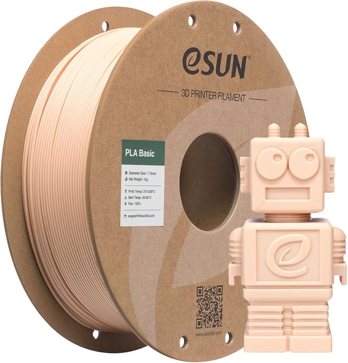 eSUN PLA Basic Filament 1.75mm, 3D Printer Filament High Speed PLA for Fast Printing, 1KG Spool (2.2 LBS) 3D Printing Filament for High Speed 3D Printers, Beige